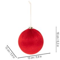 Article Grande boule de Noël rouge à suspendre, 15 cm, lot de 3