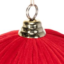 Article Boule de Noël en velours rouge, grande boule décorative à suspendre, 25 cm, lot de 2