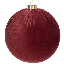 Article Boule de Noël, aspect velours rouge, à suspendre, 15 cm, lot de 3