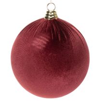 Article Grande boule de Noël aspect velours rouge, 20 cm, 3 pièces