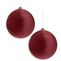 Article Grande décoration de sapin de Noël en velours rouge à suspendre, 25 cm, 2 pièces