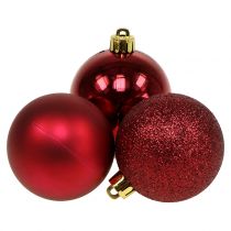 Boule de Noël rouge rubis mix Ø6cm 10p