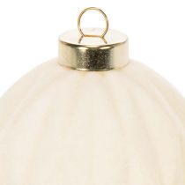 Article Boule de Noël blanche à textures variées, 8 cm, lot de 12.