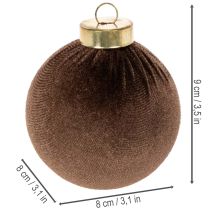 Article Boules de Noël, aspect velours, mélange de couleurs chaudes, 8 cm, lot de 12