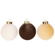 Article Boules de Noël, aspect velours, mélange de couleurs chaudes, 8 cm, lot de 12