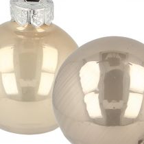 Article Boules de sapin de Noël, mini boules de sapin, décoration de Noël mix beige/nacre H4,5cm Ø4cm verre véritable 24 pcs