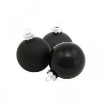 Article Mini boule de sapin de Noël, mélange décoration sapin, boules de Noël noires H4,5cm Ø4cm verre véritable 24 pcs