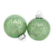 Boule de Noël, décorations d&#39;arbre de Noël, boule en verre marbré vert H6.5cm Ø6cm verre véritable 24pcs
