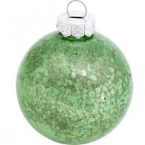 Article Boule de Noël, décoration de sapin, boule de sapin de Noël vert marbré H4,5cm Ø4cm verre véritable 24 pcs