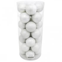 Article Boule à neige, pendentif sapin, décoration sapin de Noël, décoration hivernale blanc H6,5cm Ø6cm verre véritable 24 pcs