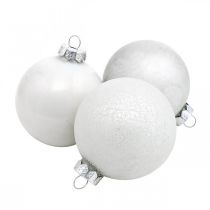 Article Boule à neige, pendentif sapin, décoration sapin de Noël, décoration hivernale blanc H6,5cm Ø6cm verre véritable 24 pcs