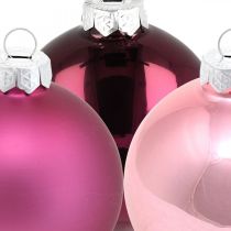 Article Boules de Noël, décorations de sapin, boules en verre violet H8,5cm Ø7,5cm verre véritable 12pcs