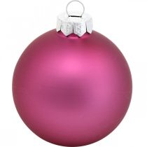 Article Boules de Noël, décorations de sapin de Noël, boules de sapin violet H6.5cm Ø6cm verre véritable 24pcs