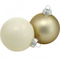 Article Mélange de boules de sapin de Noël, décorations de Noël, mini décorations de sapin blanc/nacre H4,5cm Ø4cm verre véritable 24 pièces