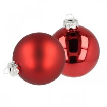 Article Boule de sapin de Noël, décorations d&#39;arbre, boule de Noël rouge H8.5cm Ø7.5cm verre véritable 12pcs