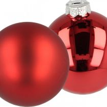 Article Boule de sapin de Noël, décorations d&#39;arbre, boule de Noël rouge H8.5cm Ø7.5cm verre véritable 12pcs