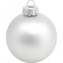 Boule en verre, décorations d&#39;arbre, boule de sapin de Noël argent H8.5cm Ø7.5cm vrai verre 12pcs