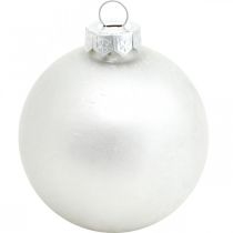 Article Pendentif sapin, boule à neige, décoration sapin de Noël, décoration hivernale blanc H4,5cm Ø4cm verre véritable 24 pcs