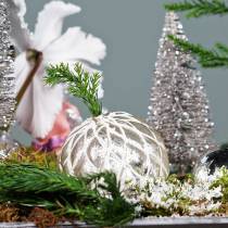Article Boules de Noël avec motif losange argent mat, brillant Ø8cm 2pcs