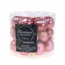 Article Mini boules de Noël en verre rose ancien Ø2,5cm 22 pcs