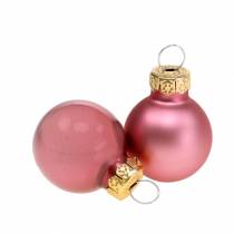 Article Mini boules de Noël vieux rose assorties Ø2,5cm 24 pcs