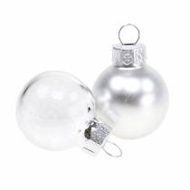 Article Mini boules de Noël argent assorties Ø2,5cm 24 pcs