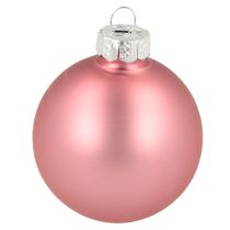 Article Boules de Noël en verre pour décoration de sapin rose gris Ø50mm 24 pièces