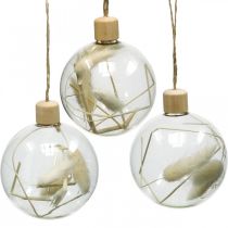 Boules de Noël boule de décoration en verre remplie de fleurs séchées Ø8cm 3pcs