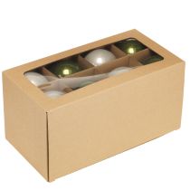 Article Boules de Noël boules en verre olive gris argent Ø7,5cm 12 pcs