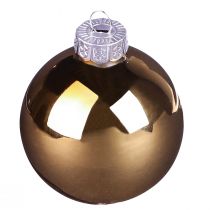 Article Boules de Noël boules de verre mélangées marron doré Ø4cm 24 pcs