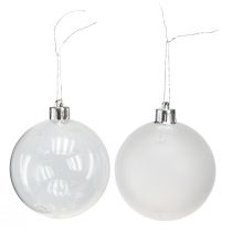 Article Boules de Noël en plastique transparent laiteux Ø70mm 18pcs