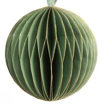 Article Boules de Noël boules en papier nid d&#39;abeille vert or Ø7cm 4 pcs