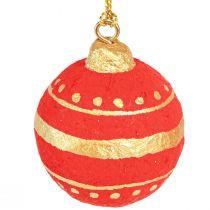 Article Boules de Noël en papier mâché à suspendre rouge Ø5,5cm 4 pcs