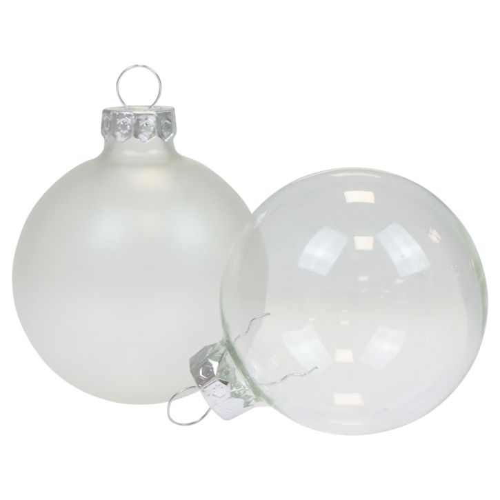 Article Boules de Noël en verre transparent opaque Boules de sapin de Noël Ø6cm 6 pcs