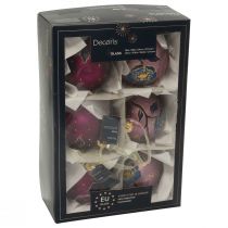 Article Boules de Noël en verre violet Boules de sapin de Noël fleur Ø8cm 6pcs