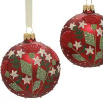 Article Boules de Noël en verre rouge Boules de sapin de Noël prairie Ø8cm 6pcs