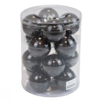 Article Boules de Noël boules de sapin en verre noir brillant Ø7,5cm 12 pièces