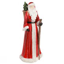 Article Figurine Père Noël avec panier rouge blanc vert or H36cm