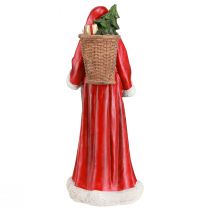 Article Figurine Père Noël avec panier rouge blanc vert or H36cm