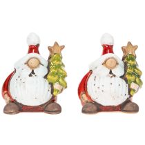 Article Figurine de Père Noël avec décoration de sapin de Noël, 7 cm, lot de 2