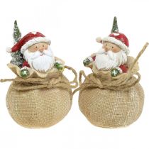 Article Figurine décorative Père Noël dans un sac Décoration de Noël Ø8cm/H13cm 2 pièces