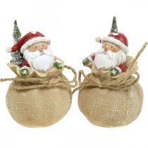 Figurine déco Père Noël dans un sac Décoration de Noël Ø8cm/H13cm 2pcs