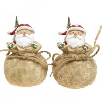Article Figurine décorative Père Noël dans un sac Décoration de Noël Ø8cm/H13cm 2 pièces