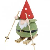 Article Figurine décorative nain sur skis en bois Figurine nain de Noël H13cm