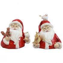 Article Figurines de Noël Père Noël avec animaux 10x7x9cm 2pcs