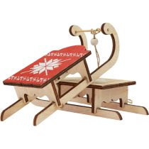 Traîneau de Noël traîneau décoratif en bois 16x6x5cm 3pcs