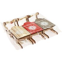 Article Traîneau de Noël traîneau décoratif en bois 16x6x5cm 3pcs