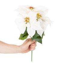 Article Poinsettia artificiel blanc à grande fleur, plante décorative, 40 cm