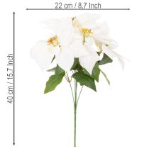 Article Poinsettia artificiel blanc à grande fleur, plante décorative, 40 cm