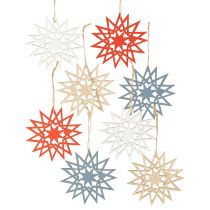 Article Étoile de Noël décorative en bois à suspendre Ø12/15cm 8 pièces